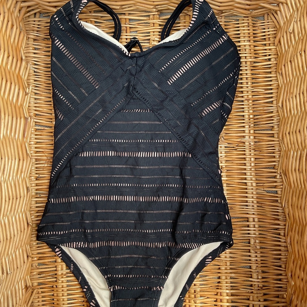Kona Sol Black and Cream One Piece Swimsuit